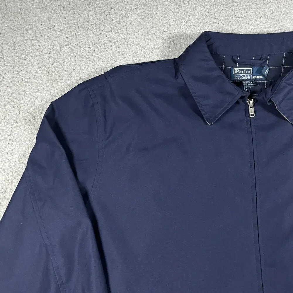 Polo Ralph Lauren Jacket Mens XL Blue Full Zip Bomber Lined Windbreaker VTG